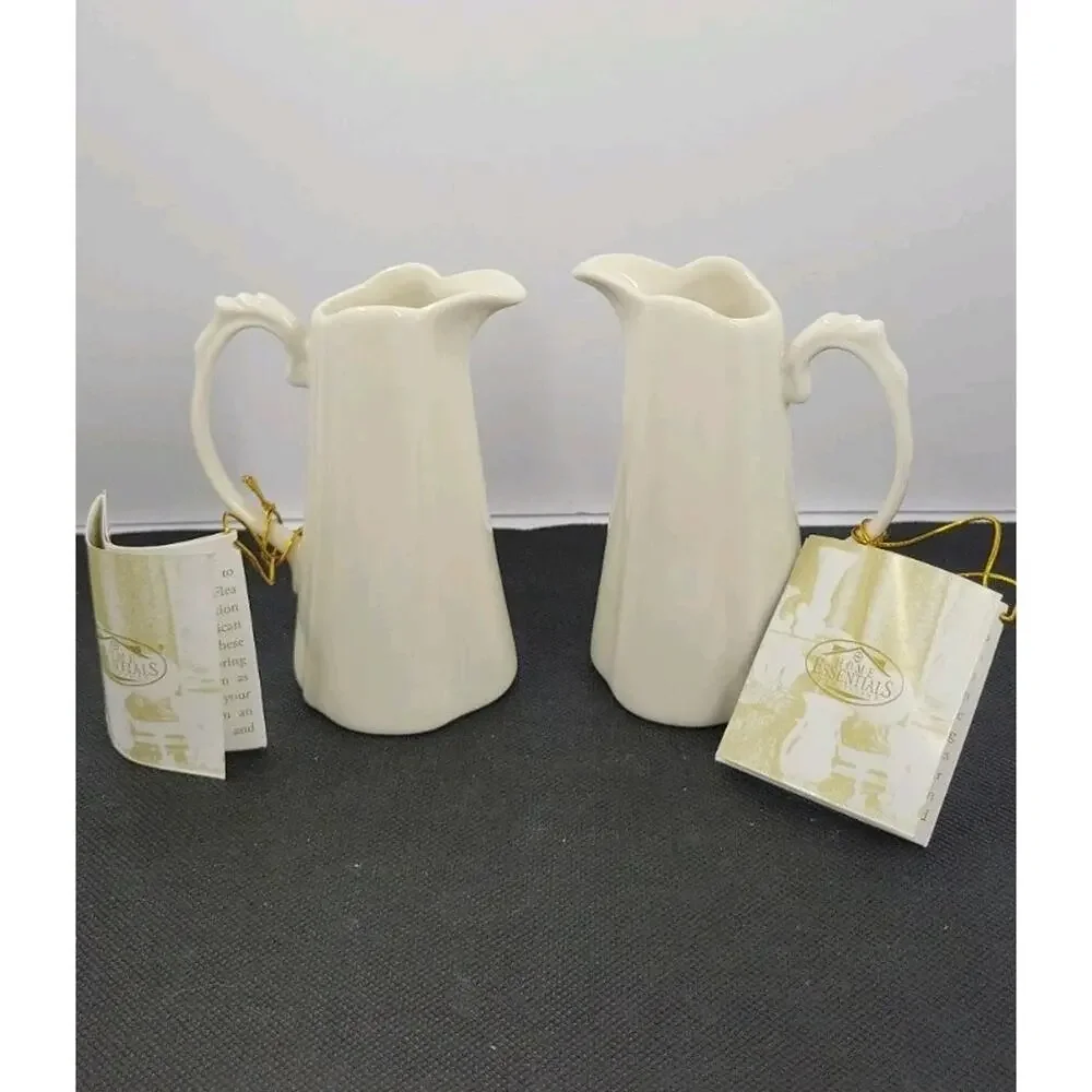 I. Godinger & Co Home Essentials White Ceramic Creamer Pitcher Farmhouse Cottage